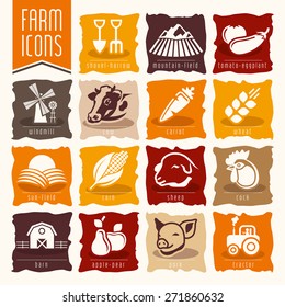 Farm and butcher shop icon set