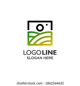 Farm And Camera For Landscape Photography Logo Design