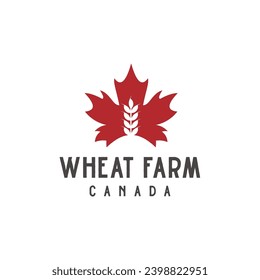 farm canada with red leaf logo design	