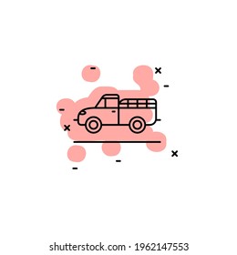 Farm, car with color shadow vector icon in agriculture set