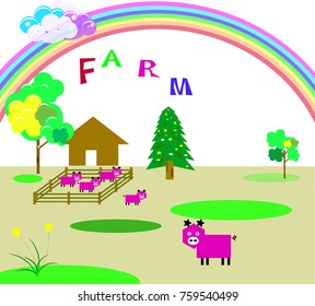 Farm cartoon colorful artwork vector illustration