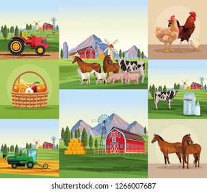 Farm cartoons set