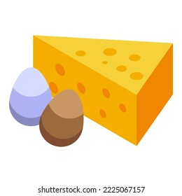 Farm cheese egg icon isometric vector. Hay bale. Stack pile