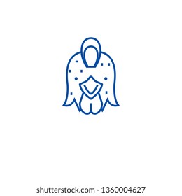 Farm chicken, hen line icon concept. Farm chicken, hen flat  vector symbol, sign, outline illustration.