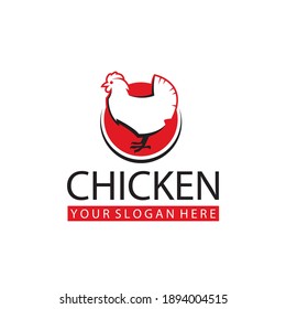 farm chicken label design isolated on white background