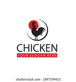 farm chicken label design isolated on white background