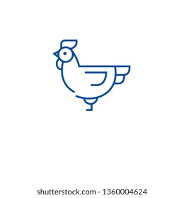 Farm chicken line icon concept. Farm chicken flat  vector symbol, sign, outline illustration.