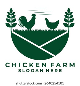 Farm Chicken logo design icon. Nature Rooster Farm logo design