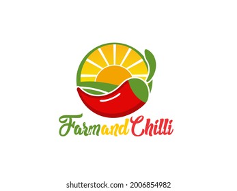 Farm and Chilli Logo Design Isolated on white background