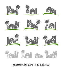 Farm collection icon set. Vector