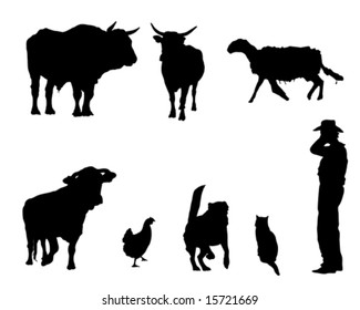 farm collection, vector silhouettes