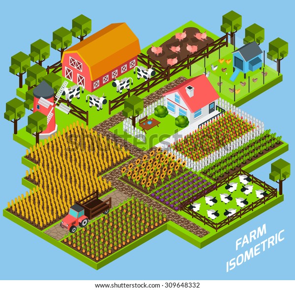 Farm Complex Constructive Toy Blocks Composition Stock Vector (Royalty ...