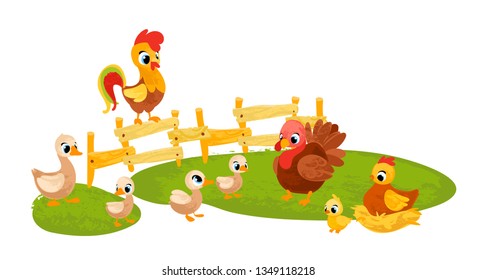 Farm composition. Vector illustrations for children books or posters.