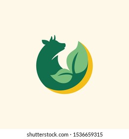 Farm concept logo design. Cattle and plantation