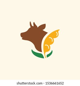 Farm concept logo design. Cattle and soybean