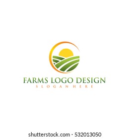 Farm Concept Logo. Template With Farm And Fish. Label For Natural Farm Products. Color Logotype Isolated On White Background. Vector Illustration.