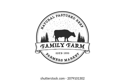 Plantilla de logotipo de concepto de granja. Etiqueta para productos agrícolas. Ilustración del vector
