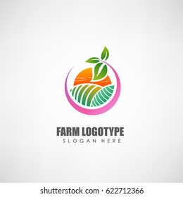 Farm concept logo template. Label for natural products, eco culture, and other. Vector illustration