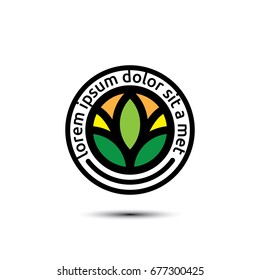 Farm concept logo template. Label for natural farm products.Organic Fresh Product. Vector logo.Farm Fresh badge illustration. Organic product sticker. Farmers Market emblem.Farm House concept logo.