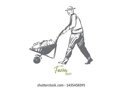 Farm concept sketch. Isolated vector illustration