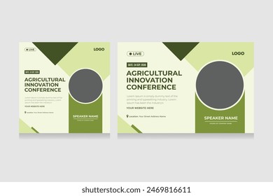 Conferencia agrícola con Plantilla de conceptos agrícolas. Grupo de póster agri con composición geométrica. Diseño profesional creativo del diseño de la Plantilla del volante del negocio. Ilustración vectorial.
