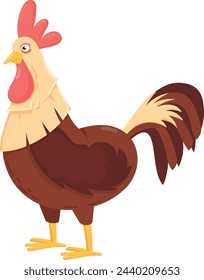 Farm cook icon. Cartoon bird character. Rooster animal