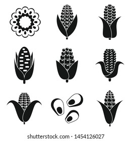 Farm corn icons set. Simple set of farm corn vector icons for web design on white background
