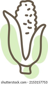 Granja de maíz, ilustración, vector sobre un fondo blanco.
