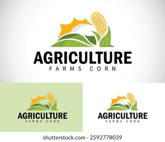 farm corn logo creative design concept agriculture sun nature