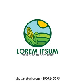vector de logotipo de granja y maíz