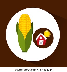 farm countryside food corn isolated, vector illustration