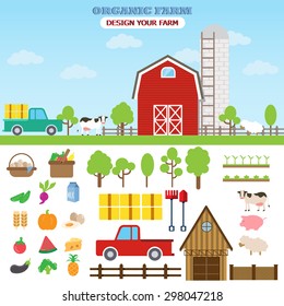 farm countryside infographic elements, flat city design. Can be used for agriculture business background, statistic , data, web design, info chart, brochure template. vector illustration 