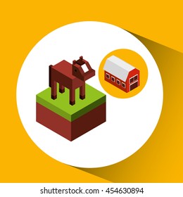 farm countryside isometric isolated, vector illustration eps10