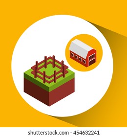 farm countryside isometric isolated, vector illustration eps10
