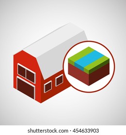 farm countryside isometric isolated, vector illustration eps10