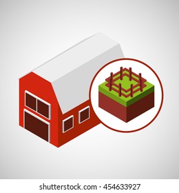 farm countryside isometric isolated, vector illustration eps10