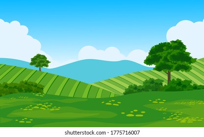 Farm in countryside on sunny day