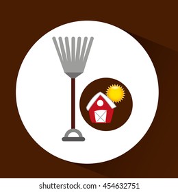 farm countryside rake tool isolated, vector illustration