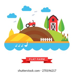 farm countryside vector background on white background
