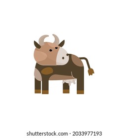 Farm Cow Cartoon Flat Vector Illustration Isolated