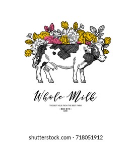 Farm cow design template. Cow illustration. Vector illustration