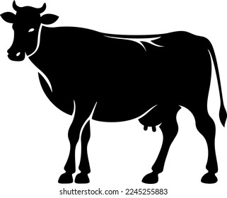 Farm cow glyph icon. Vector illustration.