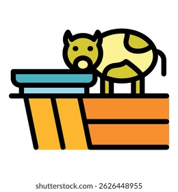 Farm cow icon. Outline farm cow vector icon color flat isolated