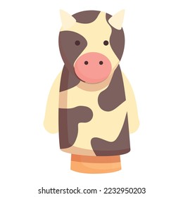 Farm cow puppet icon cartoon vector. Show stage. Animal doll