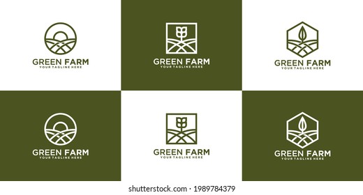 farm creative logo set with line art style