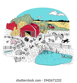 Farm and dacha. Drawings for poster, cover