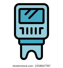 Farm data icon outline vector. Tablet system. Sensor plant color flat