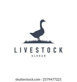 farm design with black silhouette concept duck animal logo livestock symbol simple illustration template