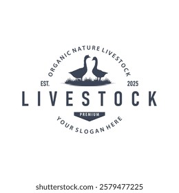 farm design with black silhouette concept duck animal logo livestock symbol simple illustration template