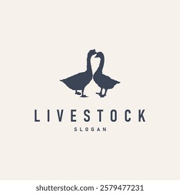 farm design with black silhouette concept duck animal logo livestock symbol simple illustration template